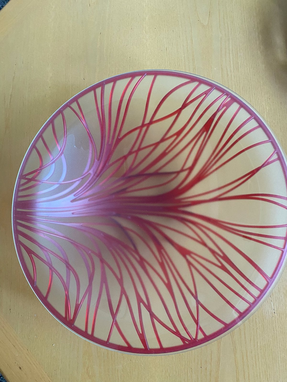 Design Bugatti Flora Fruitschaal rood met glazen schaal, Antiek en Kunst, Ophalen