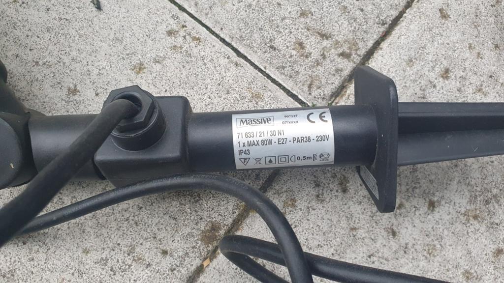 Massive Tuinlamp - 80W - E27 - PAR38 - 230V - IP43, Kunststof, Gebruikt, Overige typen, Ophalen of Verzenden