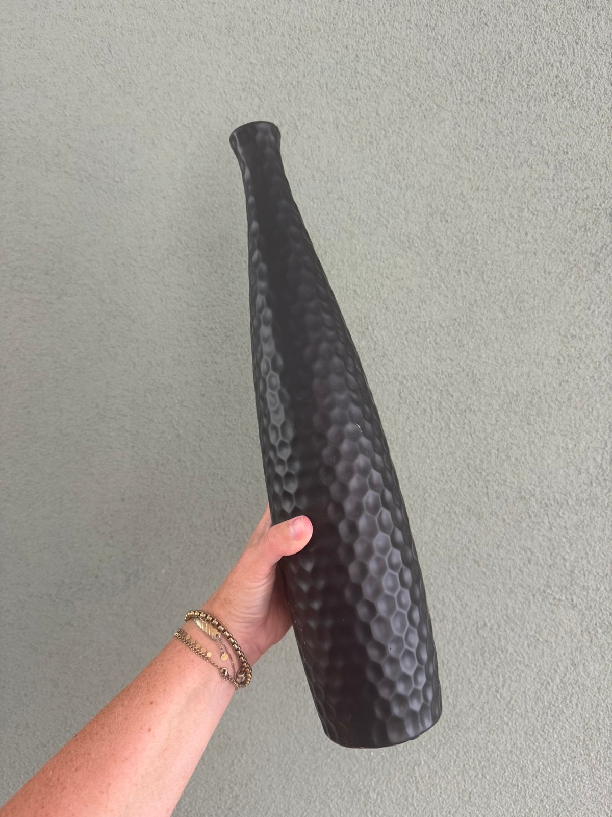 Mooie zwarte fles vaas, 47 cm hoog, Ophalen, 47 cm, Zwart, Zo goed als nieuw