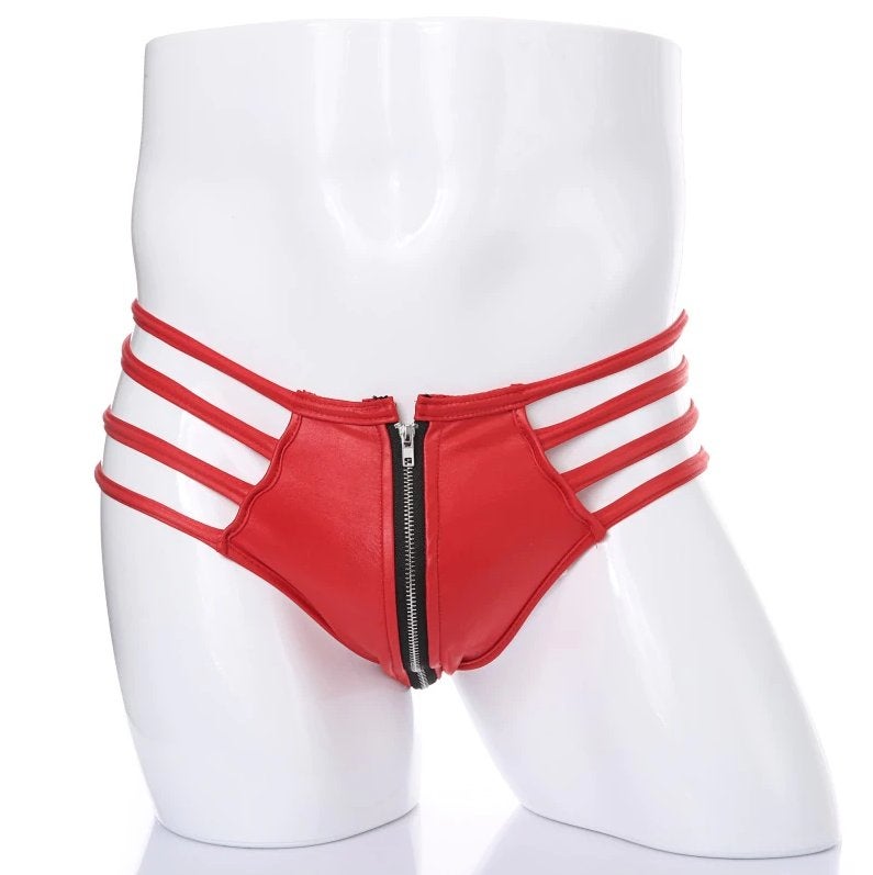 Heren rode kunst leren string met rits, Kleding | Heren, Verzenden, Rood, Slip