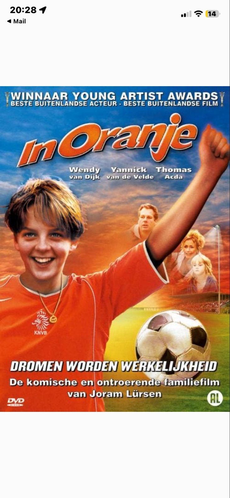 In Oranje DVD - Familievoetbalfilm, Alle leeftijden, Nederlands, Ophalen of Verzenden, Gebruikt