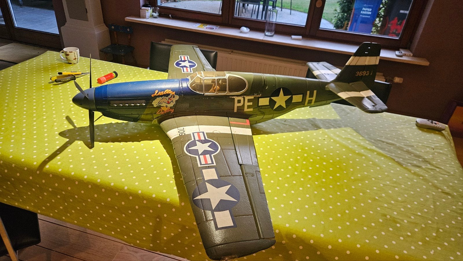 FMS Mustang P-51D 1500mm RC Vliegtuig - Ongevalvrij, Ophalen, Zo goed als nieuw, Elektro