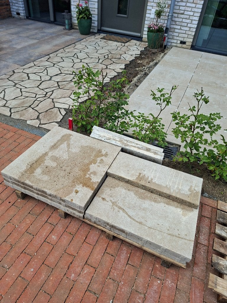 Gratis beige/zandkleurige betontegels 60x60, Tuin en Terras, Tegels en Klinkers, Ophalen, Nieuw, Minder dan 5 m², Beton