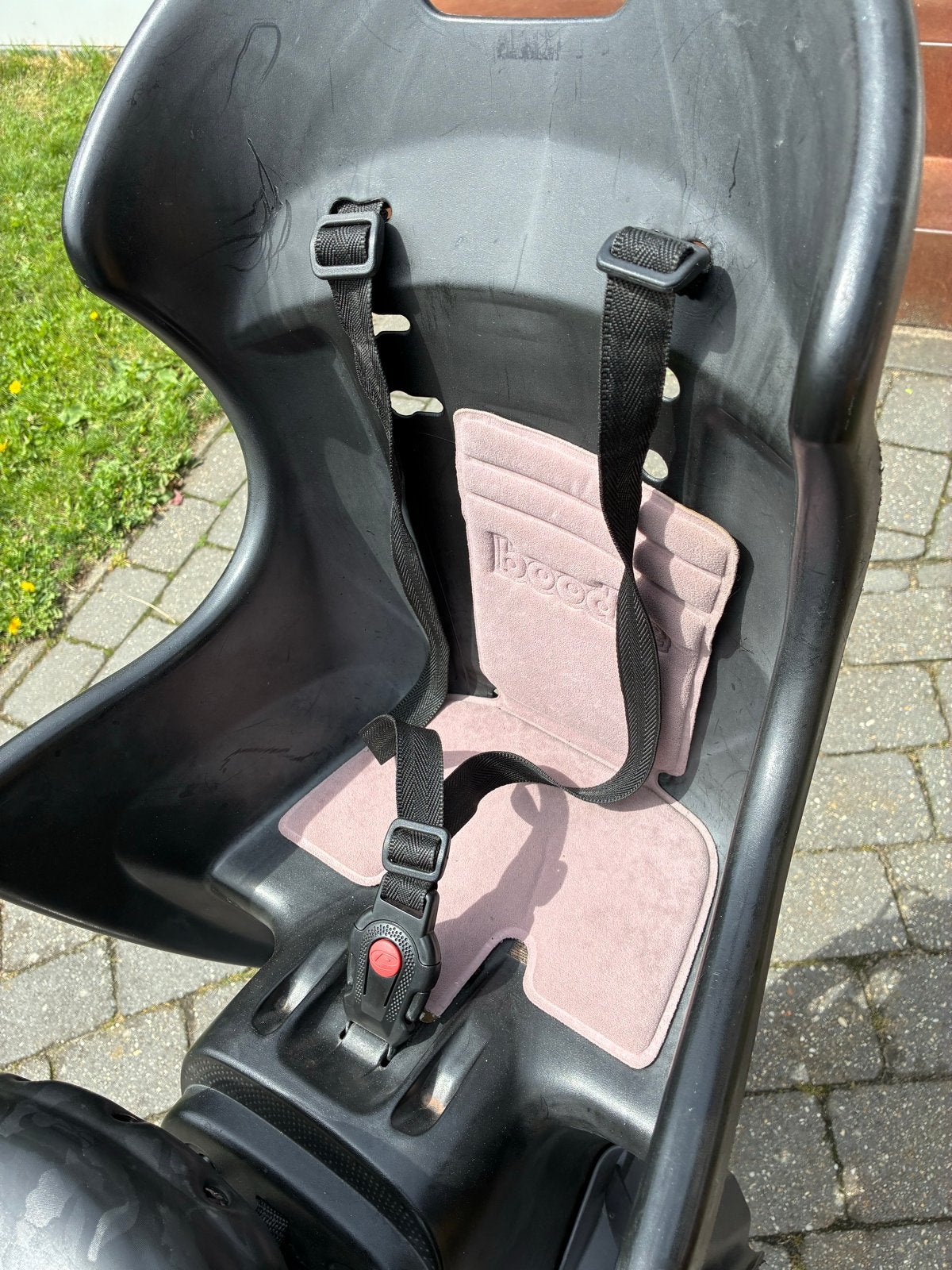 Fietszitje achter met gordel en verstelbare voetsteunen, Ophalen, Achterzitje, 9 t/m 18 kg, Gebruikt