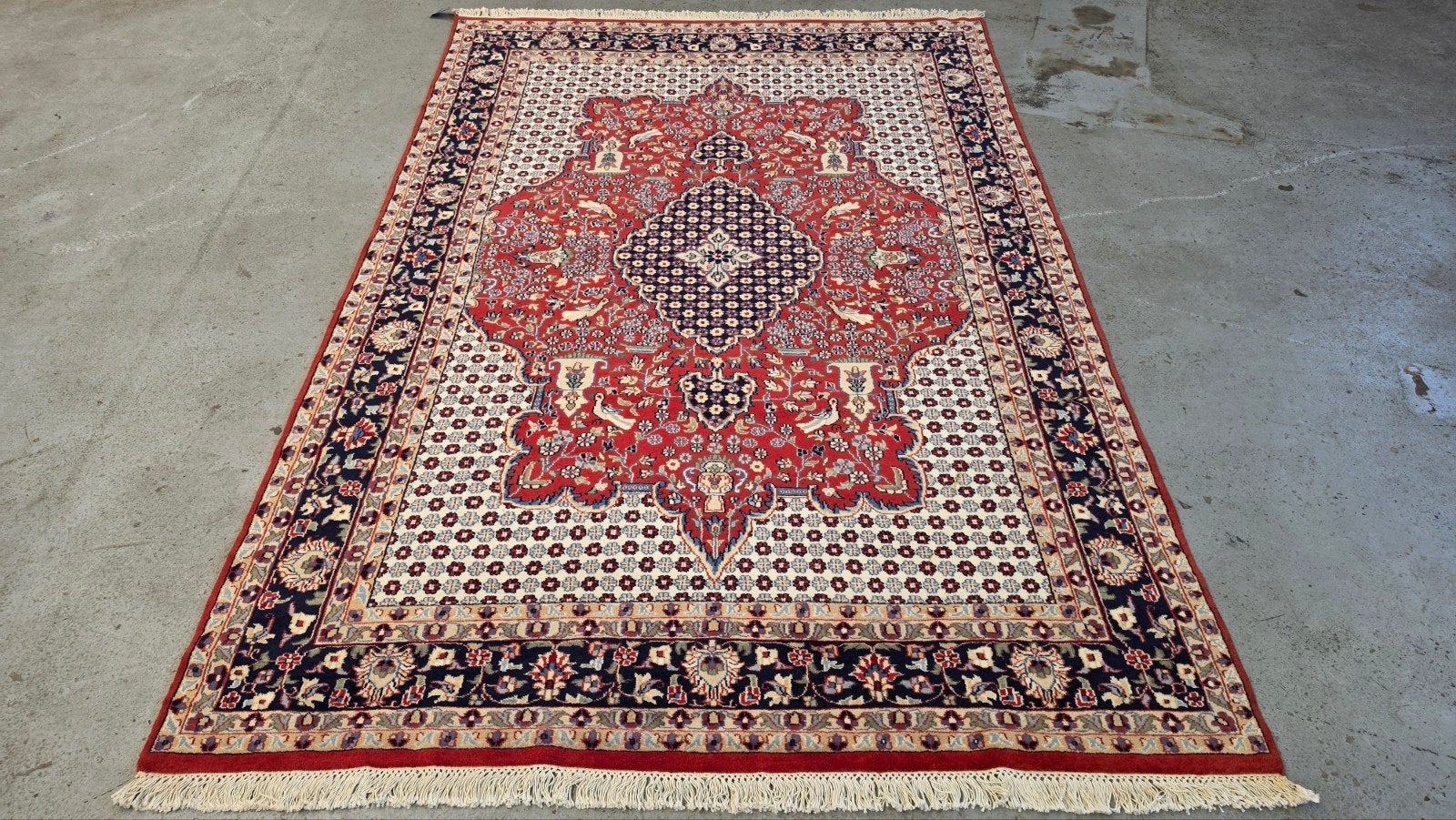 Handgeknoopt oosters wol Kashmir Khamseh tapijt 181x274cm