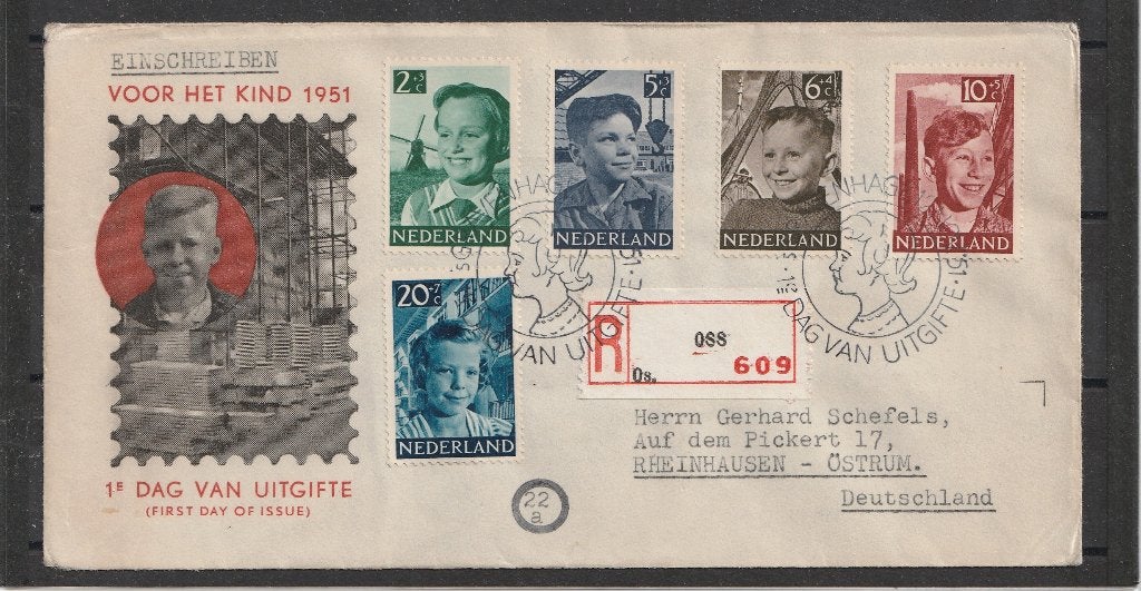 E6  1951 FDC  Voor het Kind, Postzegels en Munten, Ophalen of Verzenden, Na 1940, Gestempeld