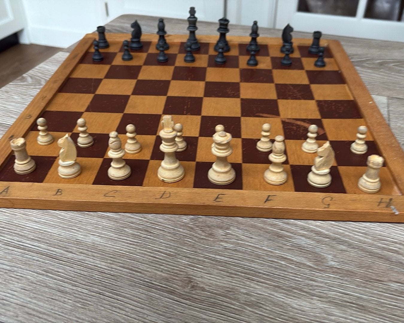 SCHAAK/DAMBORD MET STENEN VINTAGE, Ophalen of Verzenden, Zo goed als nieuw