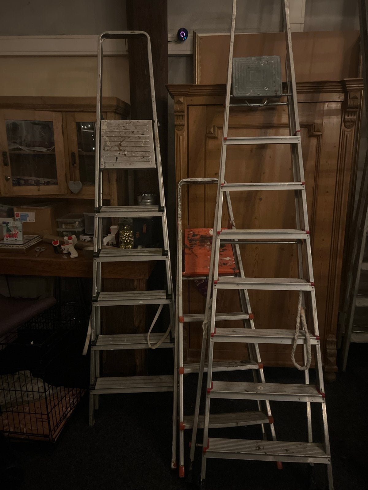 Set van 3 ladders: 2,5m, 2,10m en 1,50m hoog, Doe-het-zelf en Verbouw, Ladders en Trappen, Ophalen, Gebruikt, Ladder, 2 tot 4 meter
