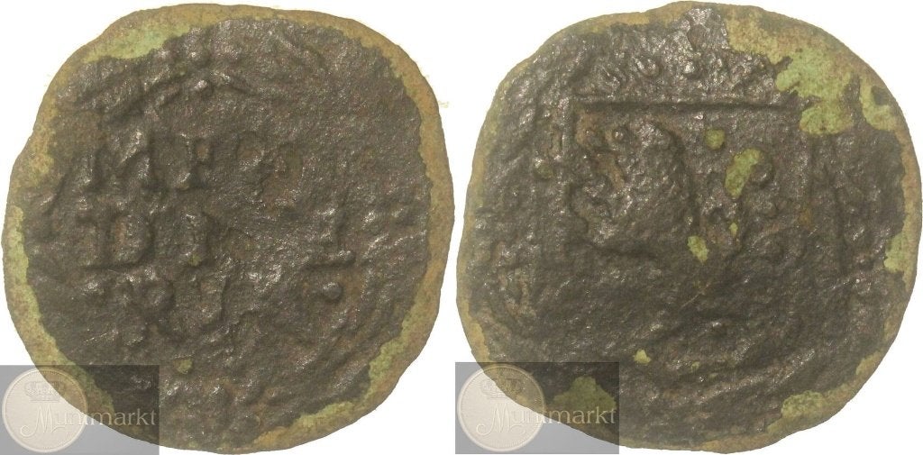 Reckheim - Duit 1691 - ONGEDOCUMENTEERD TYPE, Ophalen of Verzenden, Vóór koninkrijk, Overige waardes, Losse munt