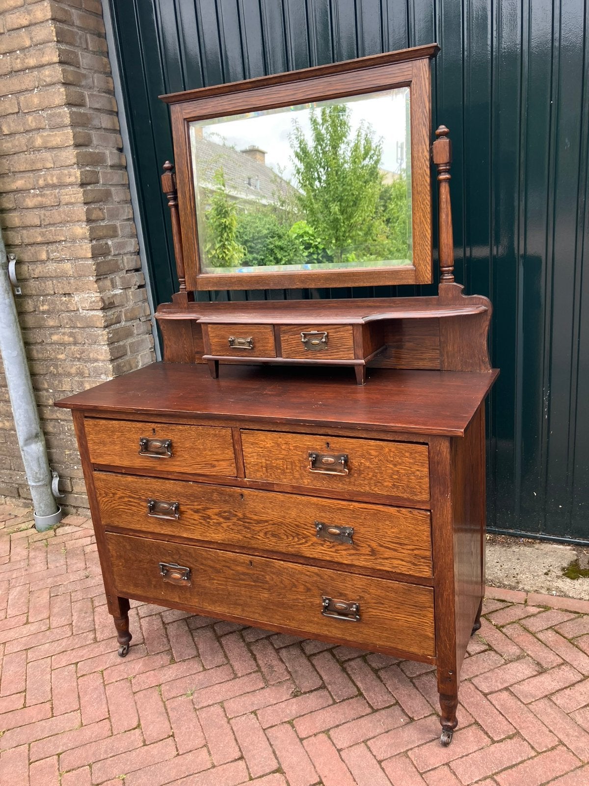 Brocante ladenkastje met kantelbare spiegel., Ophalen