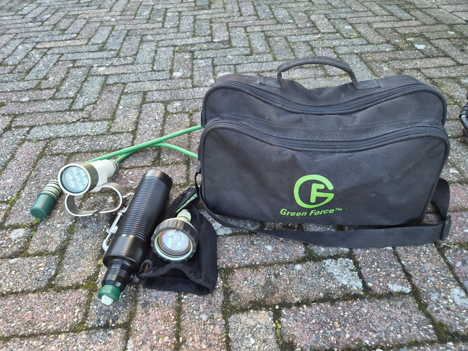 Green Force Duiklamp LED en Pro Kop met Handvat, Watersport en Boten, Ophalen, Gebruikt, Duiklamp