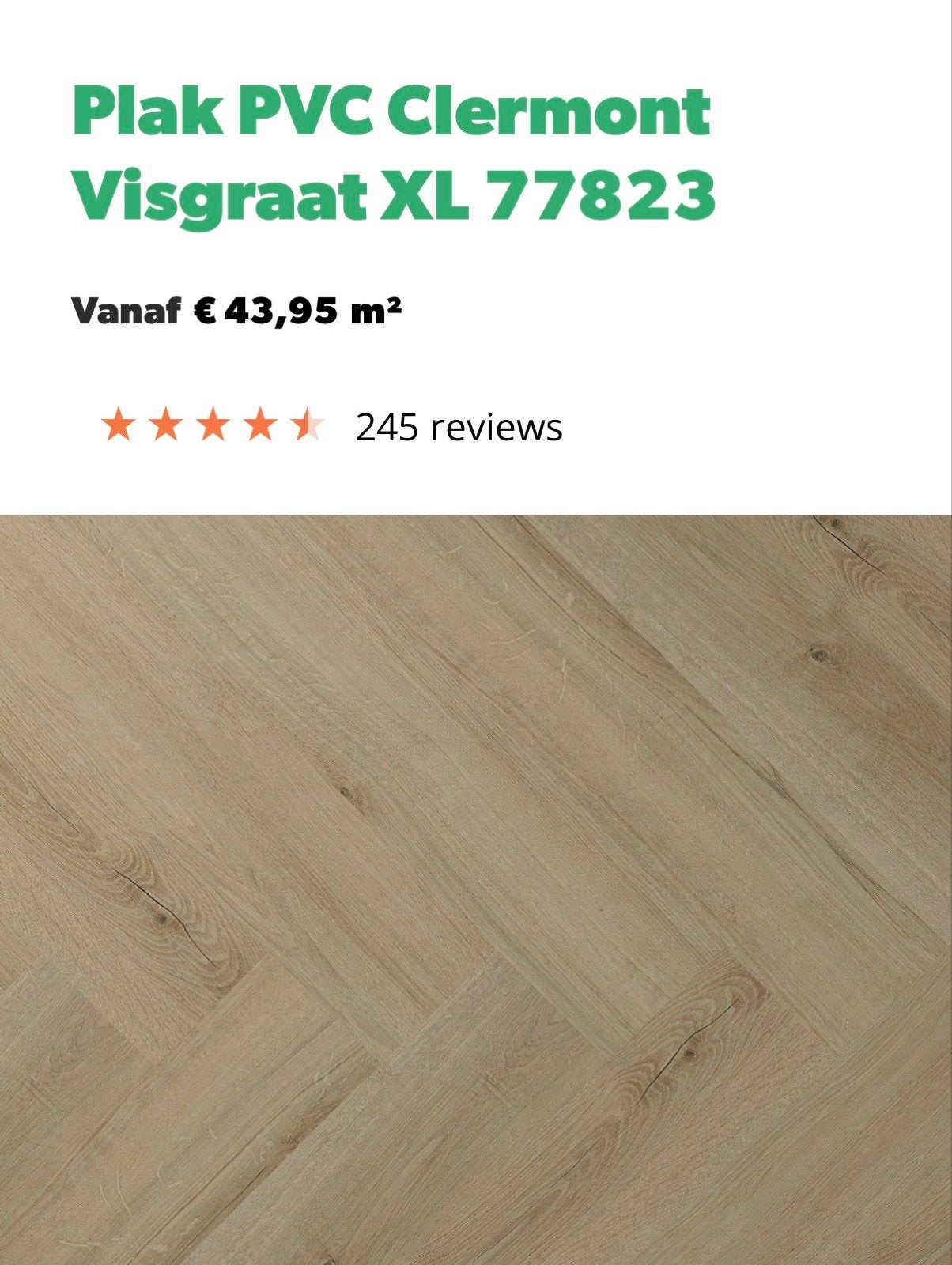 Visgraat PVC Vloer Clermont 77823 - 53 m², Minder dan 10 cm, Kunststof, Overige typen, Nieuw