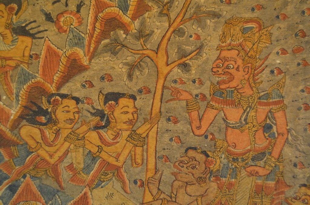 Balinees Kamasan schilderij Ramayana epos, Ophalen, Indonesië, Meerkleurig, Geschilderd