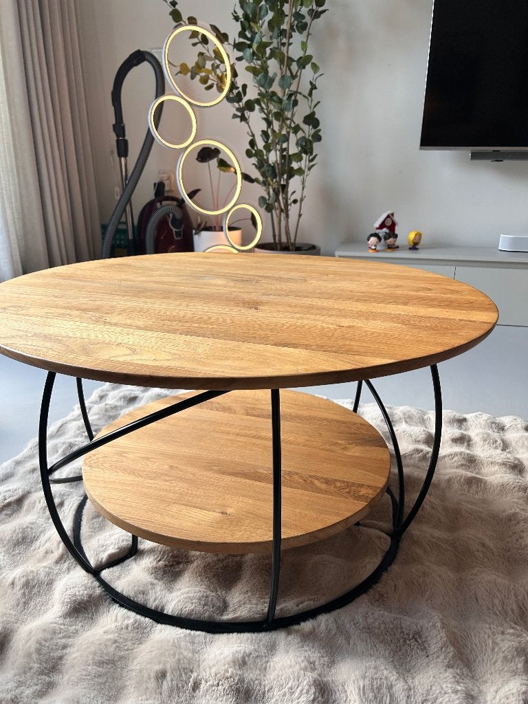 Gossens eiken rond salontafel, Ophalen, 50 tot 100 cm, 50 tot 100 cm, Zo goed als nieuw