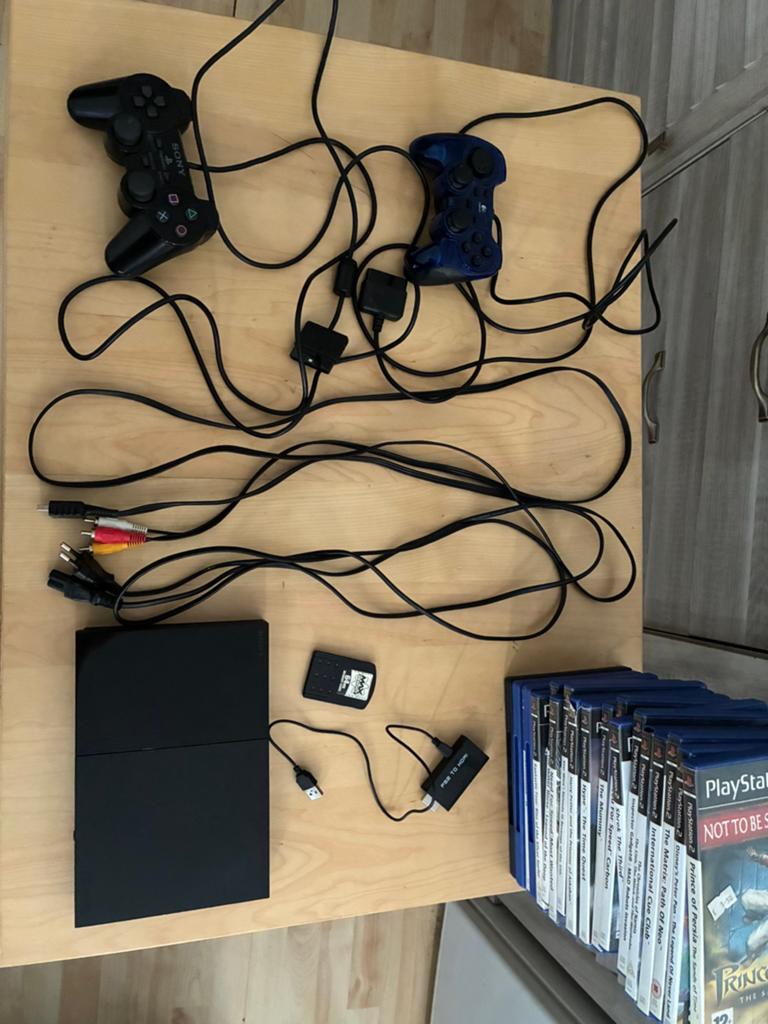 PlayStation 2 Slim + Stuff, Ophalen, Zo goed als nieuw, Met 1 controller