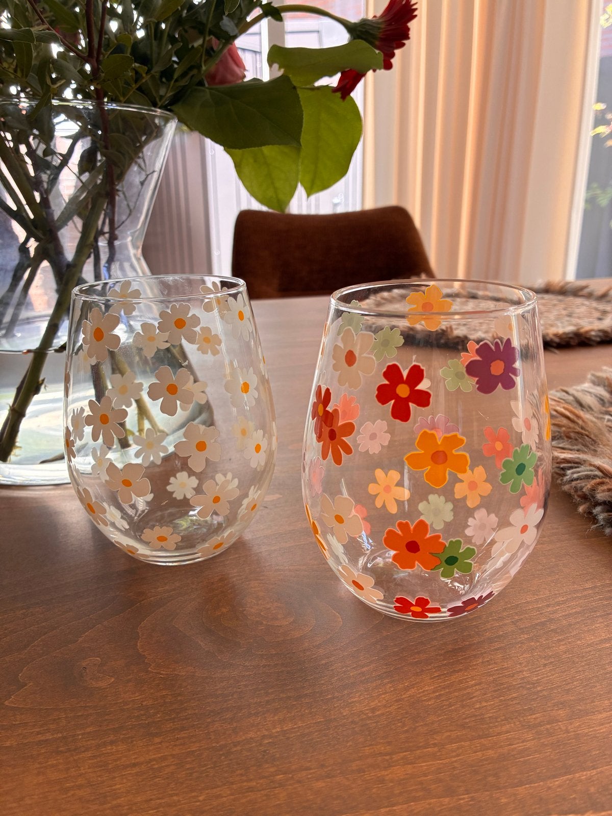 Hema glazen met bloemenprint - set van 2, Ophalen, Modern, Glas of Glazen, Hema