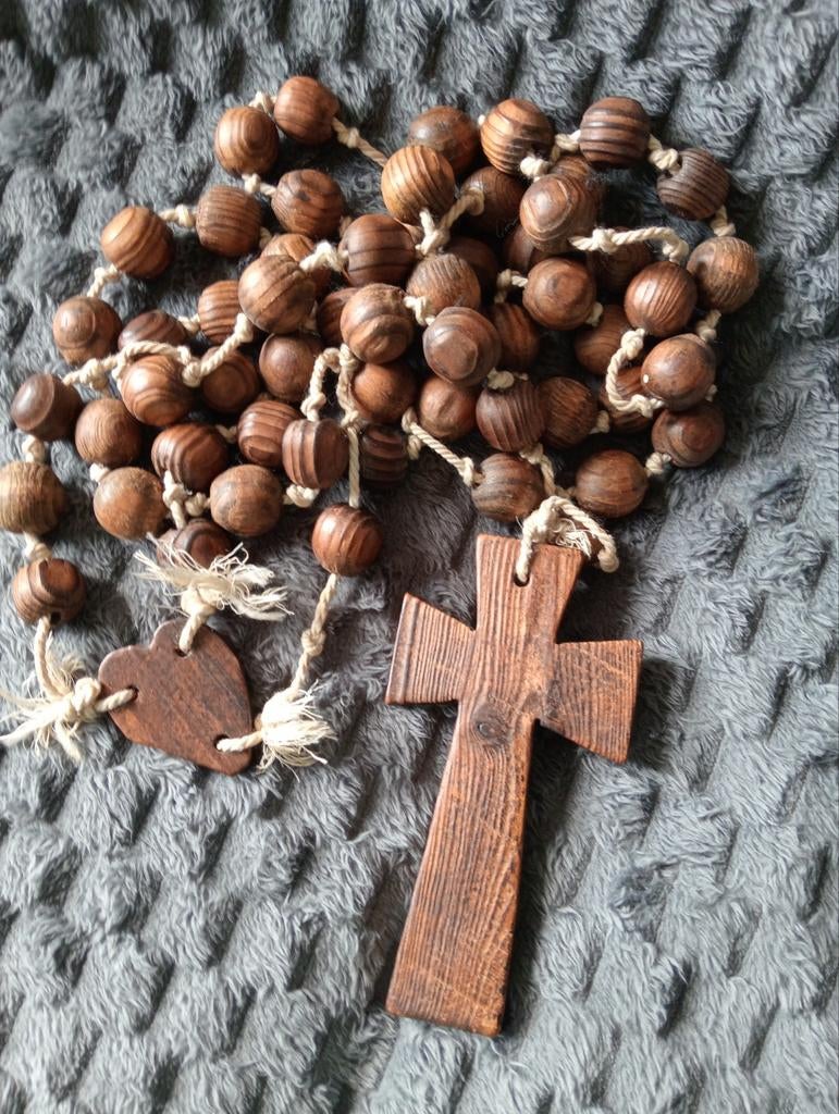 Grote houten Antieke geknoopte Rozenkrans XXL / Paternoster, Antiek en Kunst, Antiek | Religie, Ophalen of Verzenden