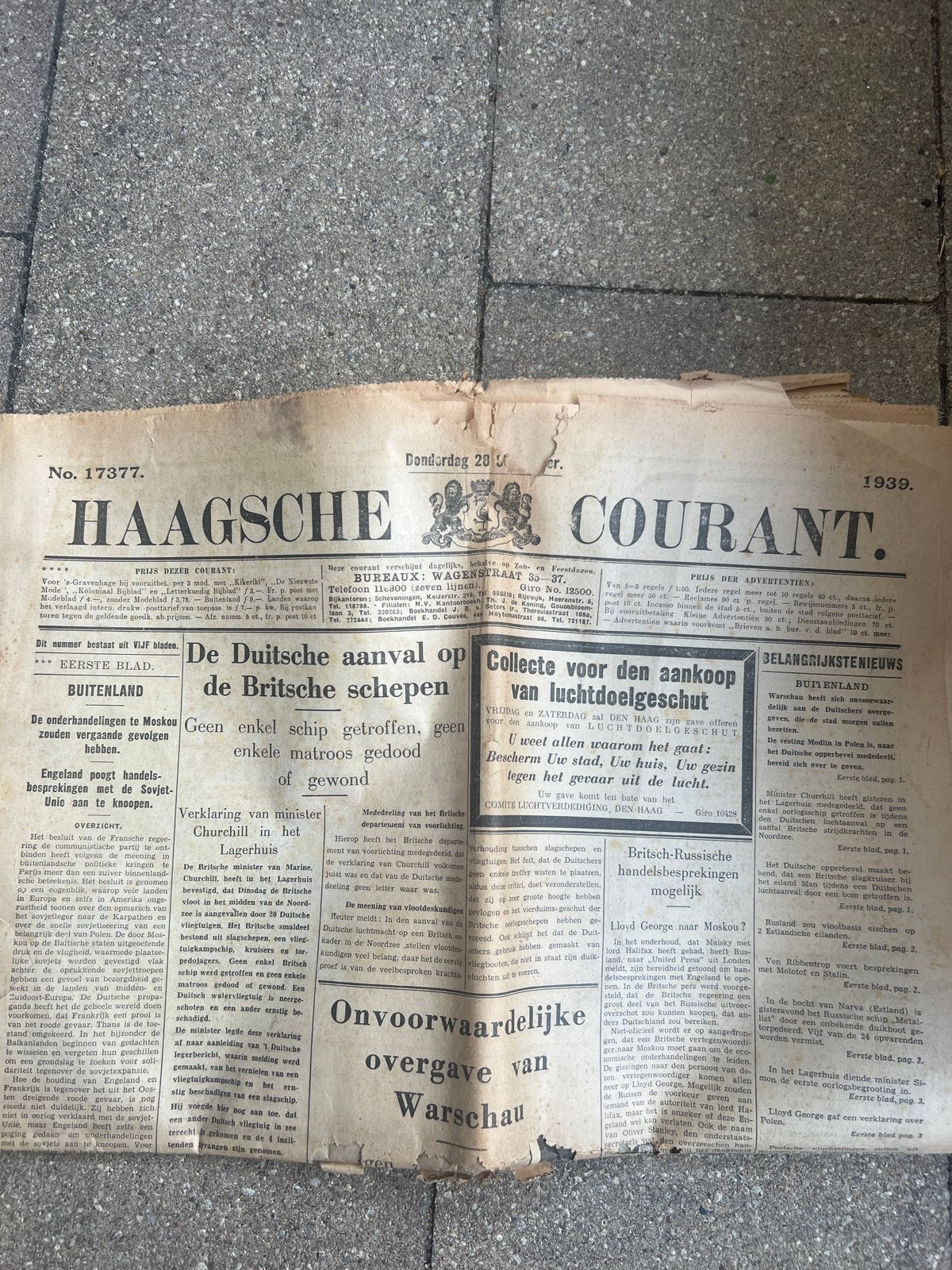 Oude kranten uit 1907, 1939 en 1973 - Historisch erfgoed, Ophalen, Gelezen, Krant