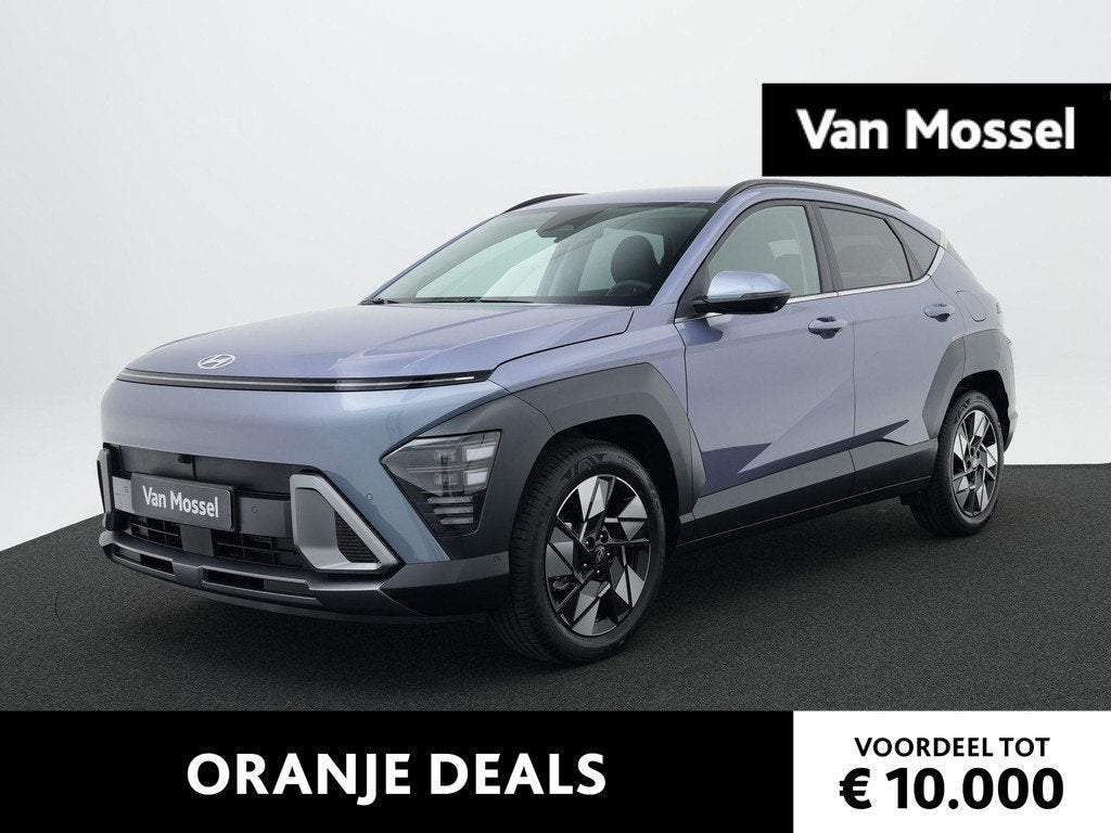 Hyundai Kona 1.6 GDI HEV Premium | Lederen bekleding | Stoel, 137 pk, Met garantie (alle), Blauw, Leder