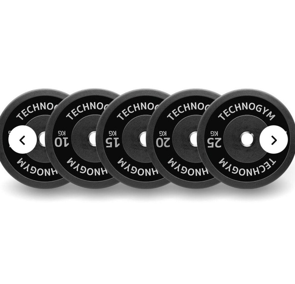 Nieuw in doos 150 kg: Technogym BumperPlate Sets, Ophalen, Nieuw, Benen, Halterschijven
