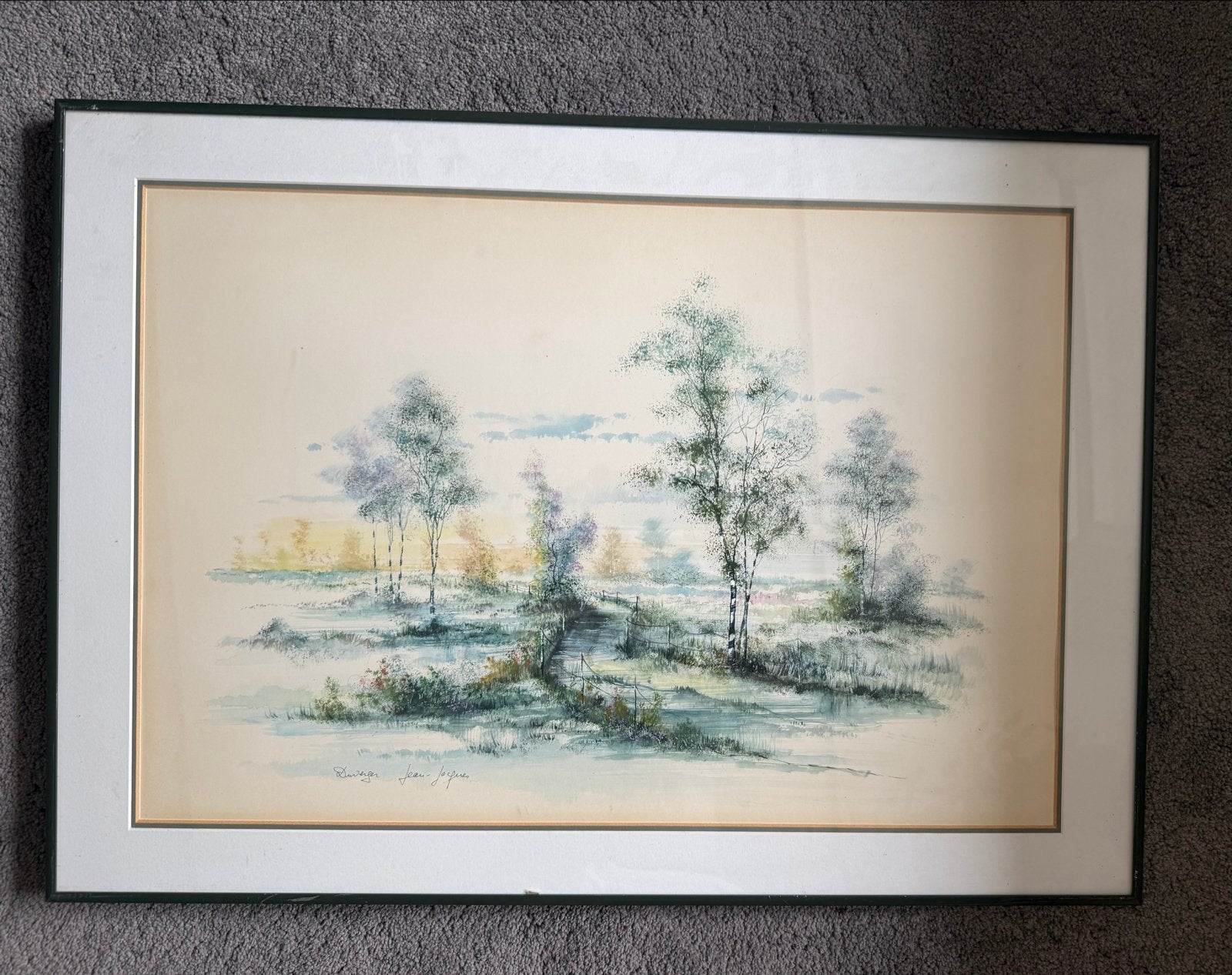 Aquarel van Jean Jacques Duvenger - Montmartre Parijs, Antiek en Kunst, Ophalen, Tekening, Aquarel, Ingelijst