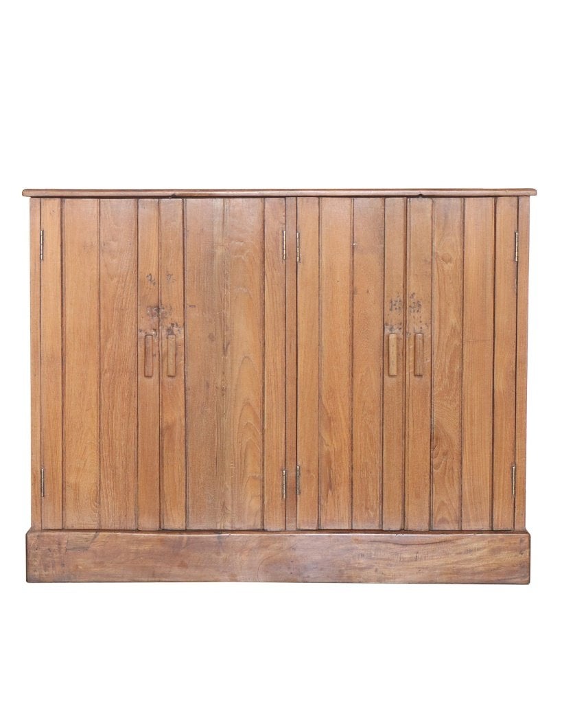 Antieke teakhouten dressoir met openslaande deuren, Ophalen of Verzenden, Gebruikt, Hout