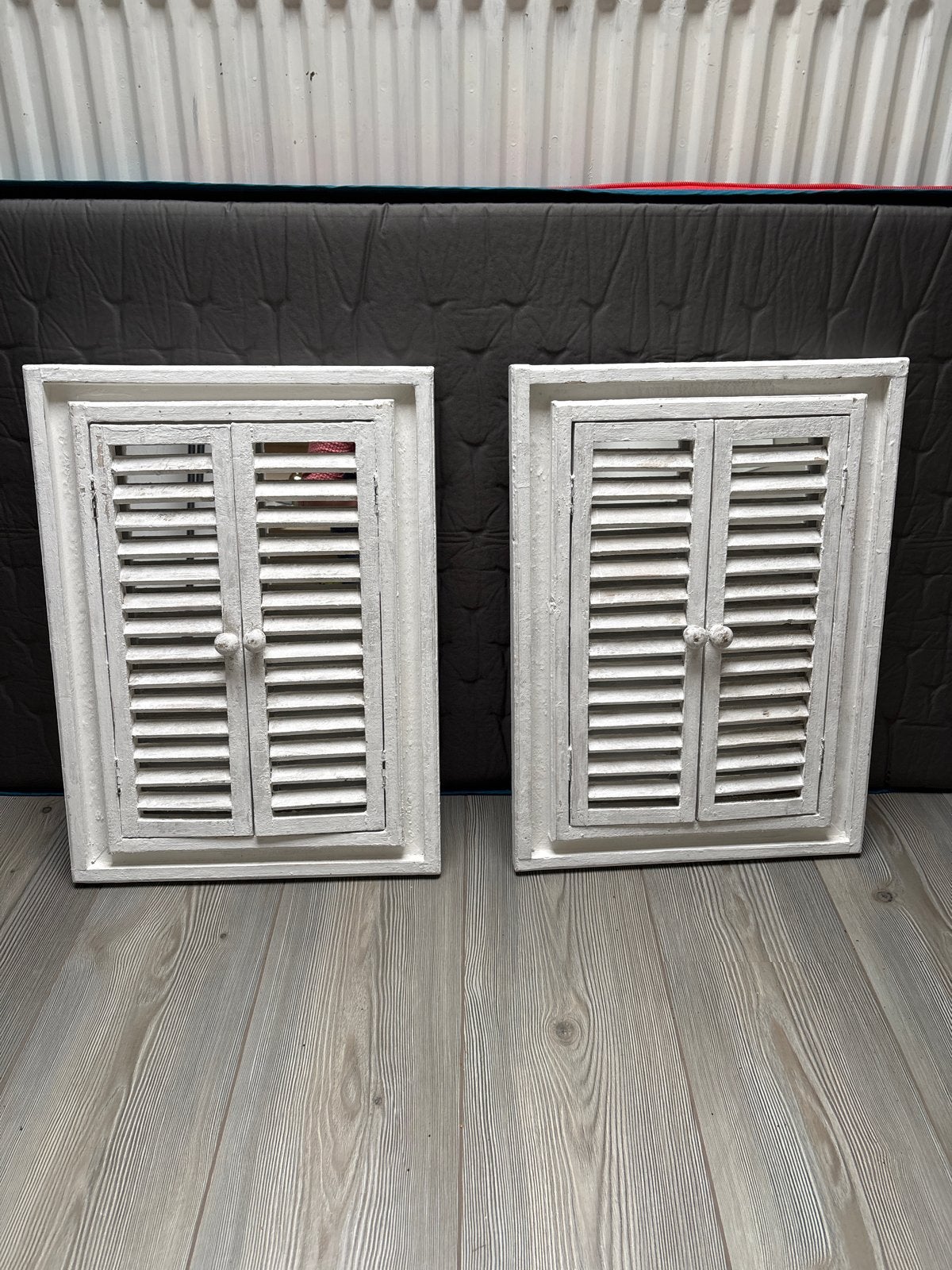 Set van 2 decoratieve spiegels met luiken, Ophalen, Gebruikt, Minder dan 100 cm, Rechthoekig