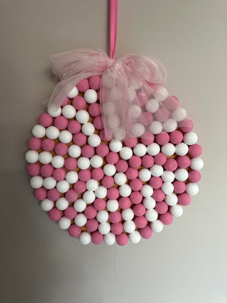 DIY Beschuit met muisjes decoratie voor meisje, Kinderen en Baby's, Kraamcadeaus en Geboorteborden, Ophalen of Verzenden, Zo goed als nieuw