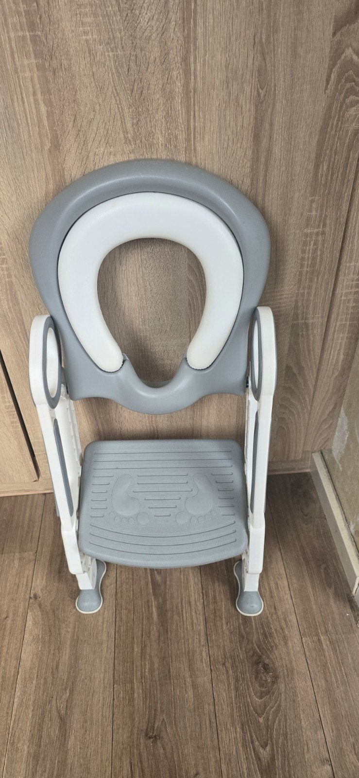 2-in-1 Kinder Toilettrainer met Opstapje - Grijs/Wit, Ophalen