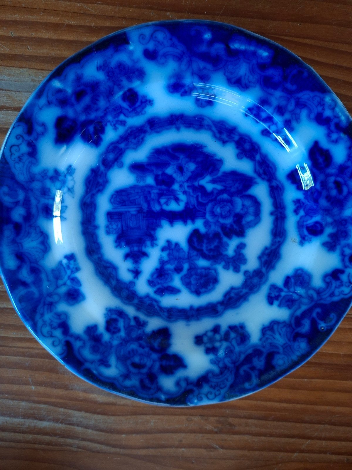 Antiek Delfts Blauw Bord met Chinees Decor, Ophalen of Verzenden