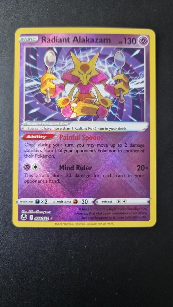 Radiant Alakazam 059/195 Silver Tempest Pokemon, Ophalen of Verzenden, Zo goed als nieuw, Losse kaart