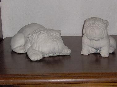 2 engelse bulldoggen bulldog beelden in 1 koop, Ophalen, Gebruikt, Hond of Kat, Beeldje of Figuurtje