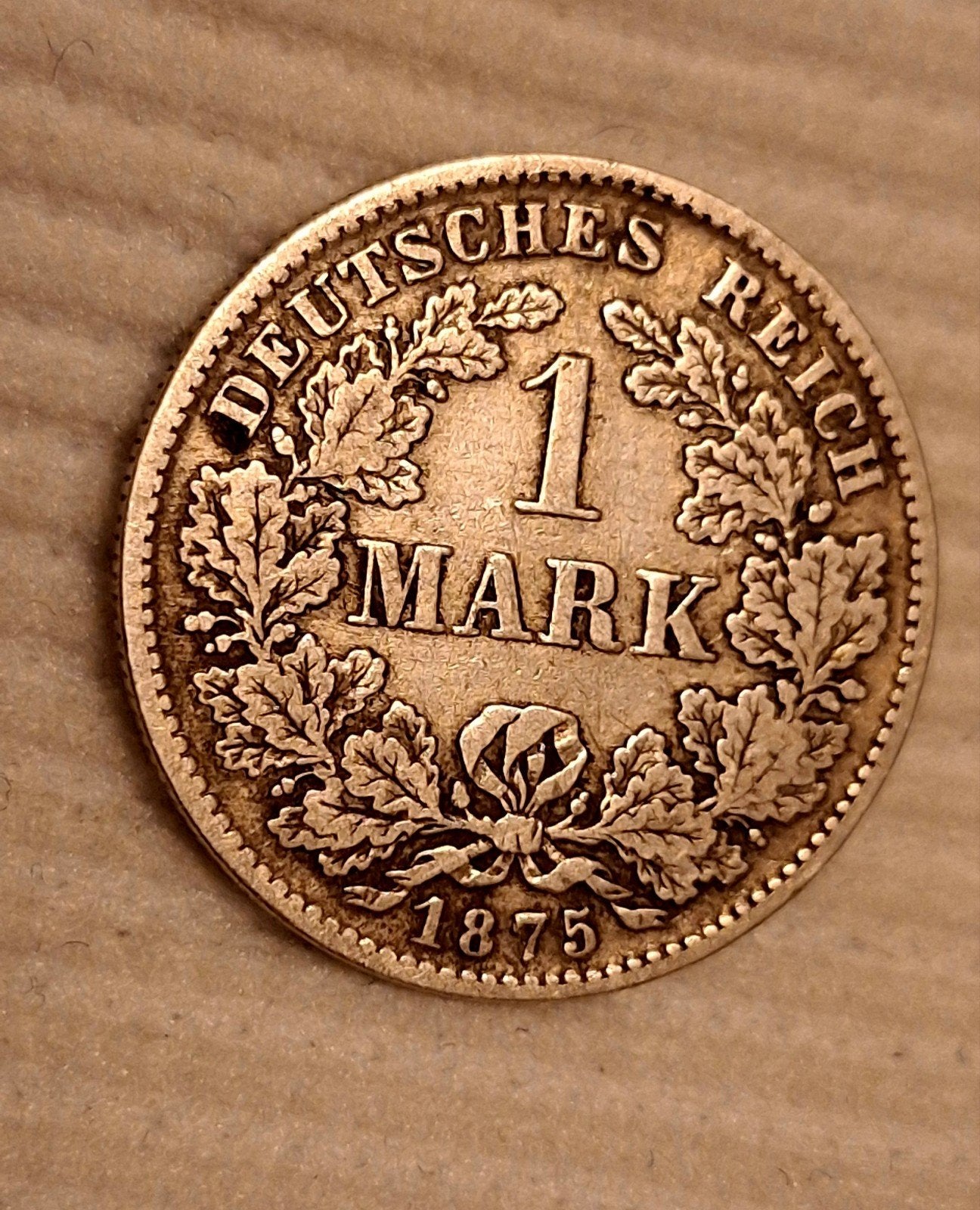 Mooie zilveren 1 Mark 1875 D – Duitse Keizerrijk – Muntplaat, Verzenden, Duitsland, Zilver