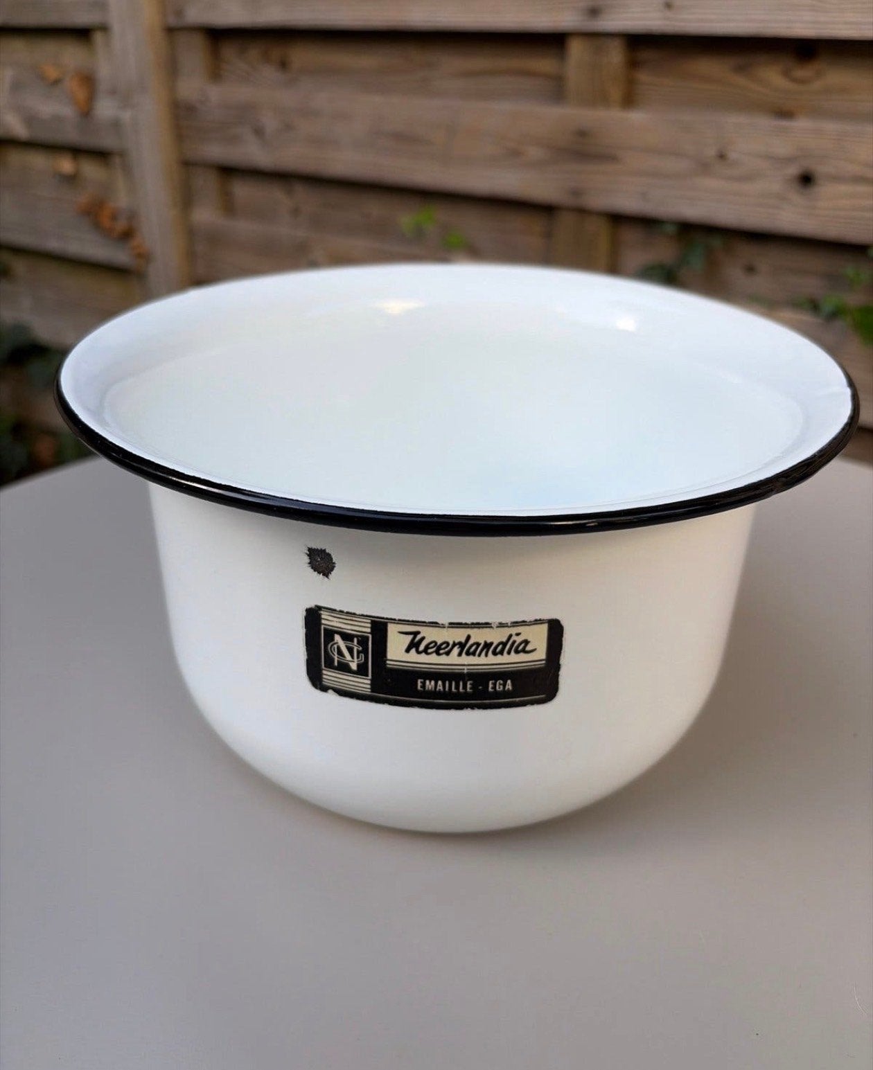 Vintage Keerlandia EGA emaille wc pot - Wit met zwarte rand, Antiek en Kunst, Ophalen of Verzenden