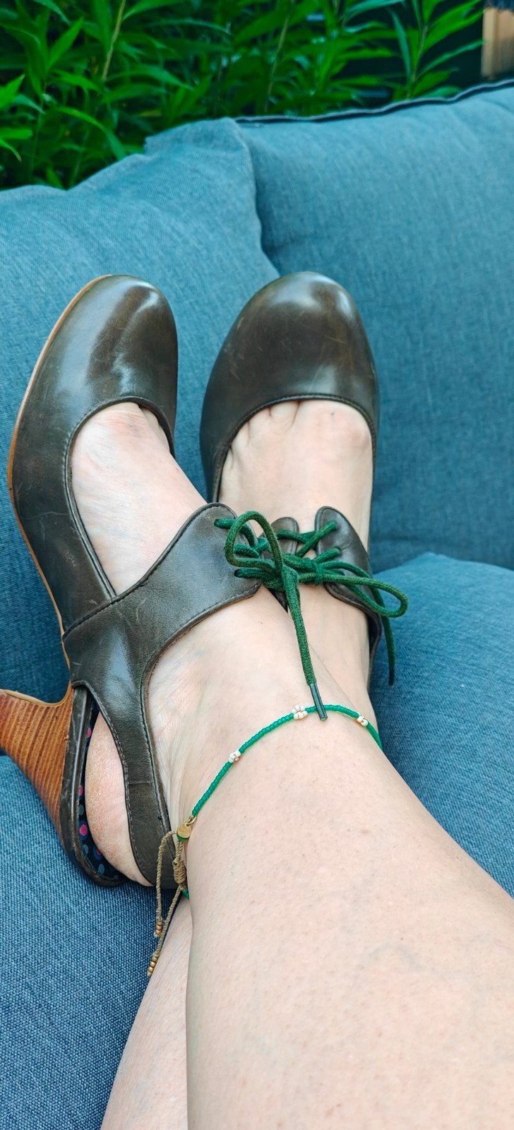 Vintage / retro goene leren Invito pumps -41-, Ophalen of Verzenden, Groen