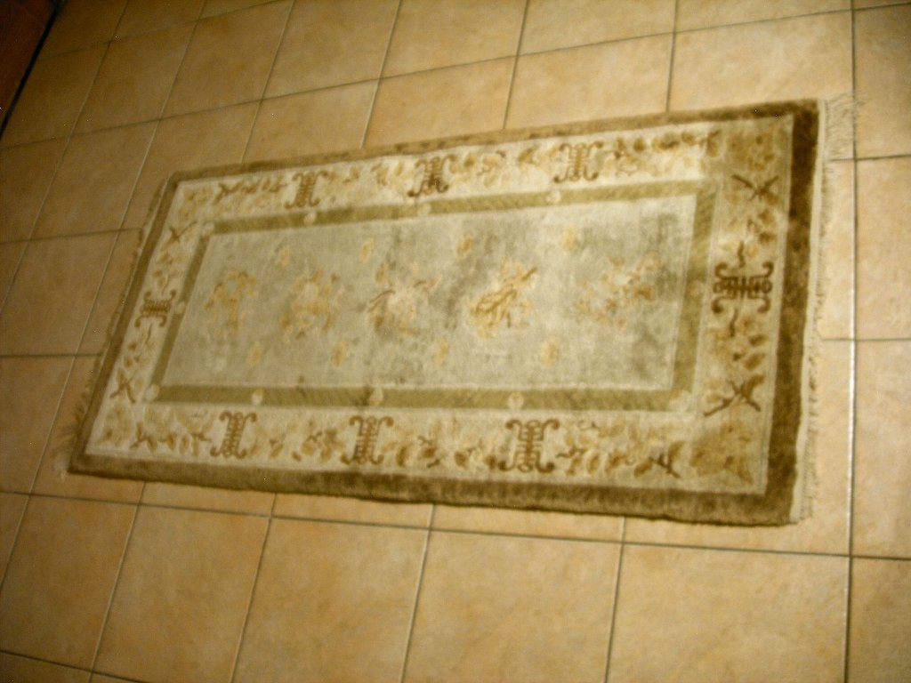 Een handgeknoopt Chinees zijden tapijt., Grijs, 100 tot 150 cm, Zo goed als nieuw, Chinees