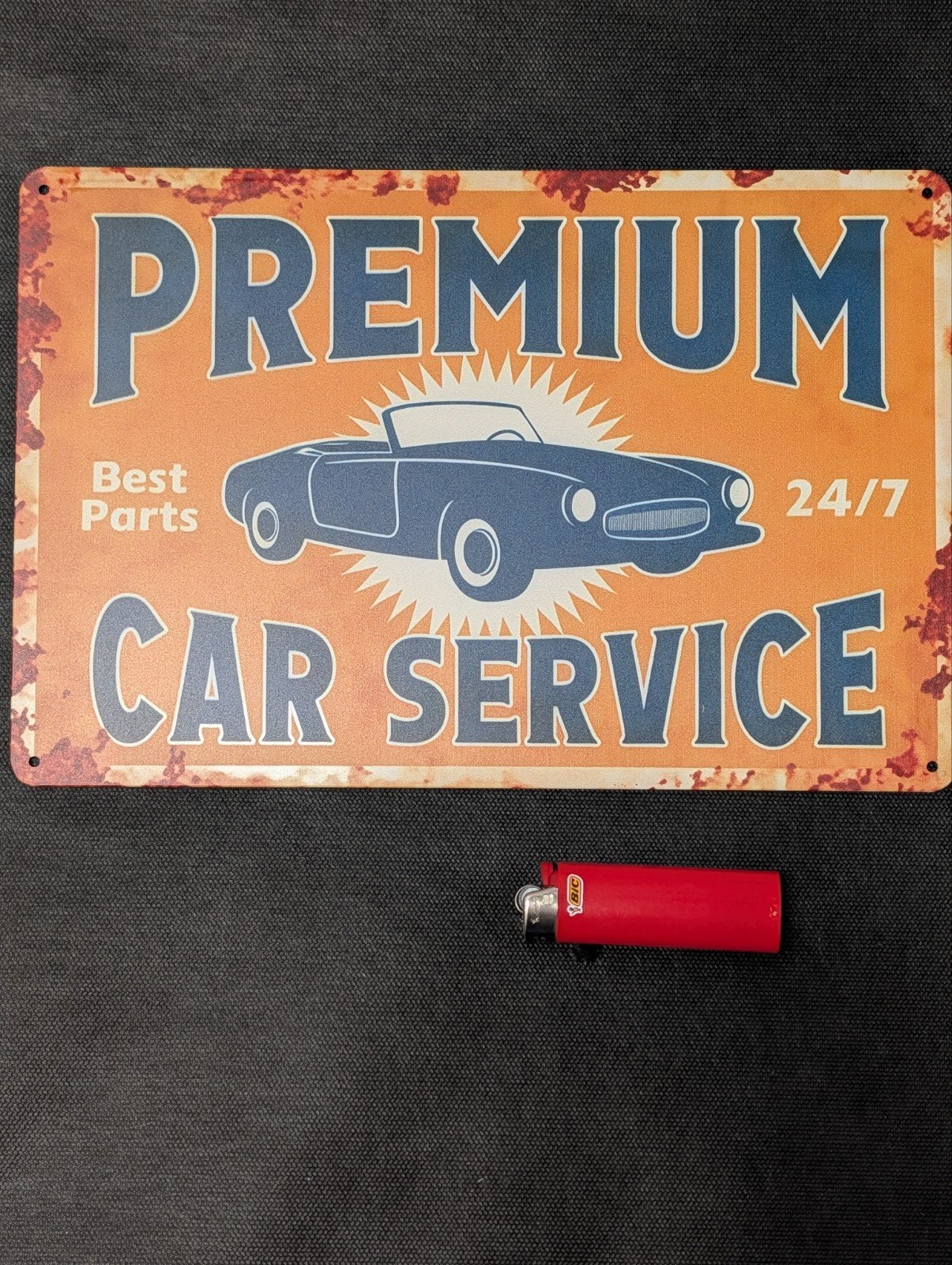 Premium Car Service Reclamebord - Vintage Stijl, Metaal, Vintage, Oranje, Nieuw