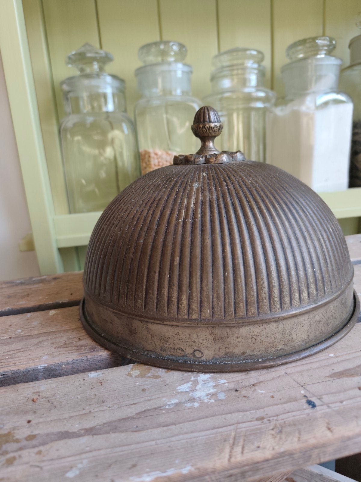 Antieke messing voedselcloche - Brocante serveerkoepel, Ophalen of Verzenden