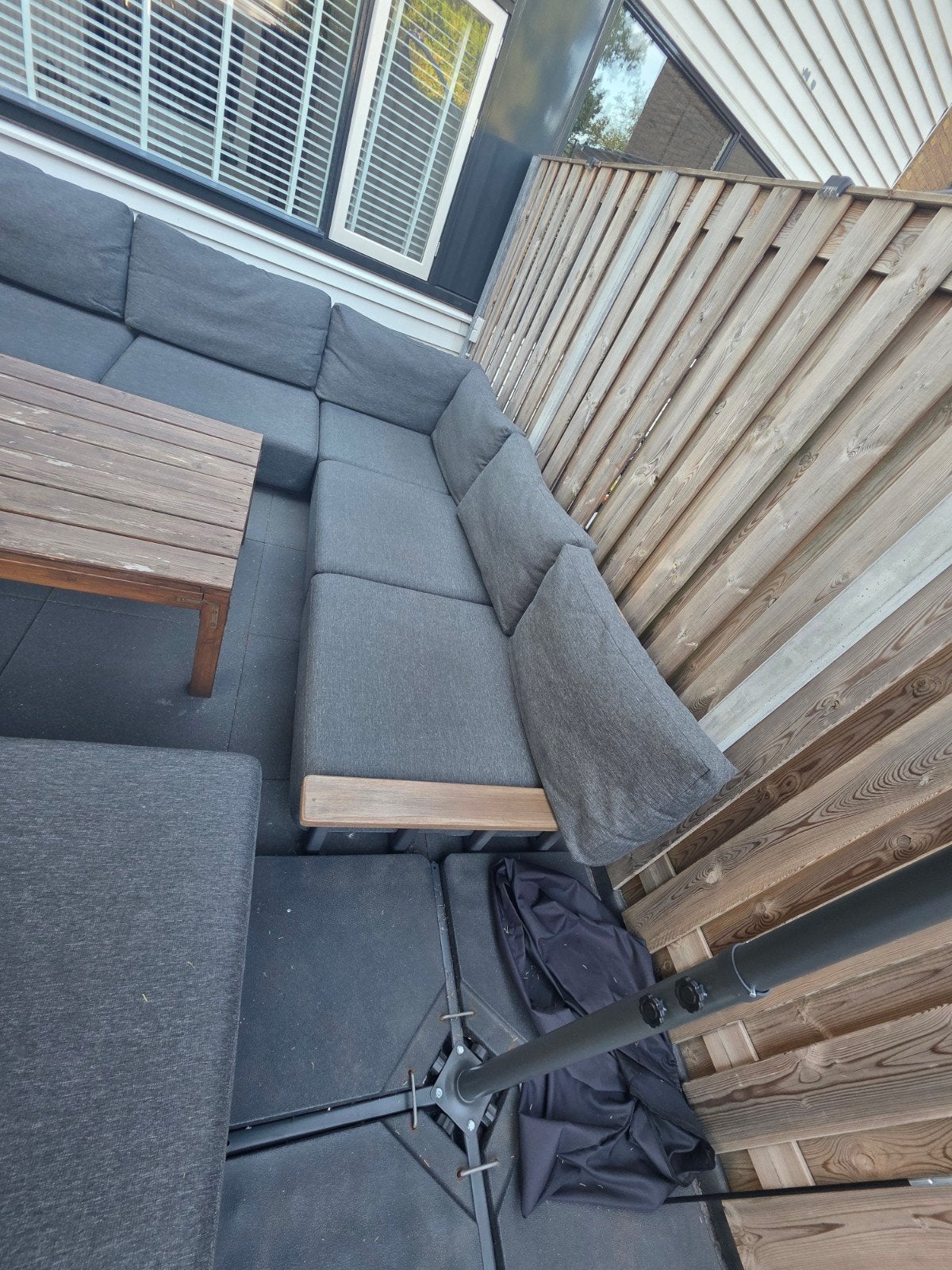 Life loungeset 3x3m met 2 poefs en reservehoes, Ophalen, Overige materialen, Gebruikt, Bank