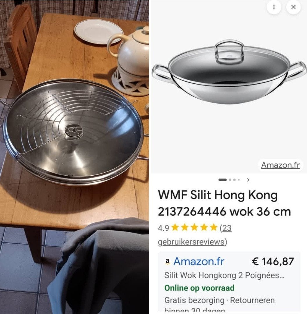 WMF Silit Hong Kong Wok 36 cm - Zo goed als nieuw, Ophalen of Verzenden, Zo goed als nieuw, Rvs, Wok