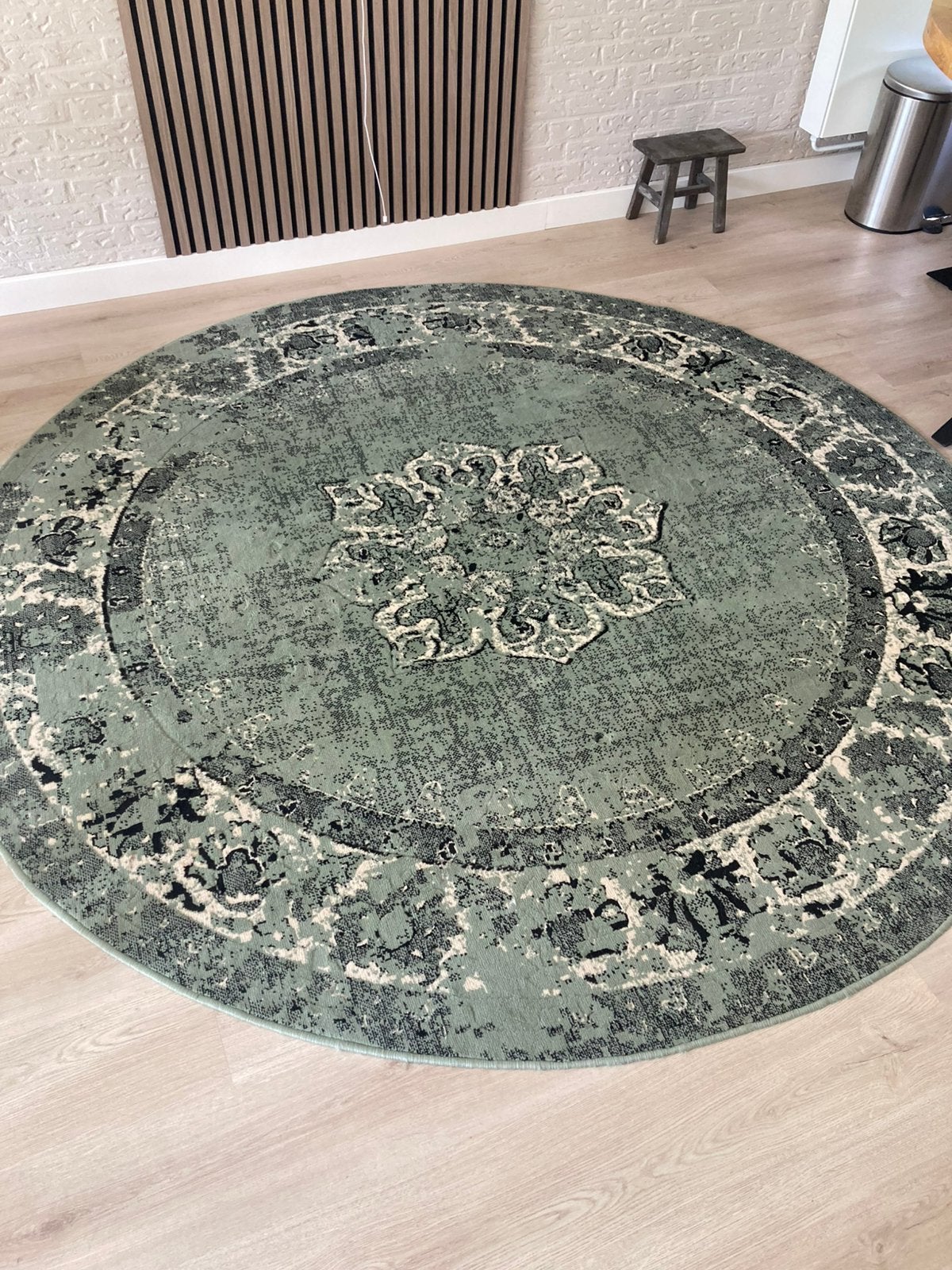 Te Koop mooi rond vloerkleed., Huis en Inrichting, Stoffering | Tapijten en Kleden, Rond, Ophalen of Verzenden, Zo goed als nieuw