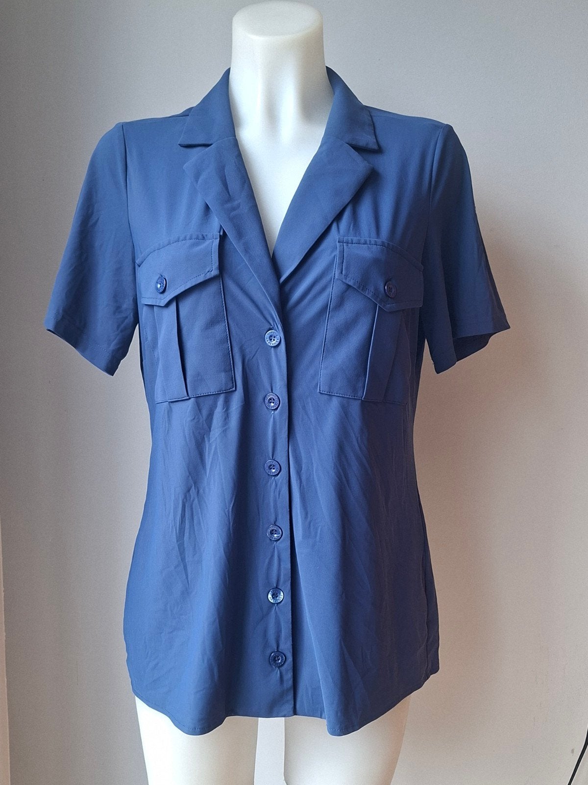Studio Anneloes Blauwe Travelstof Blouse Maat M, Maat 38/40 (M), Studio Anneloes, Blauw, Ophalen of Verzenden