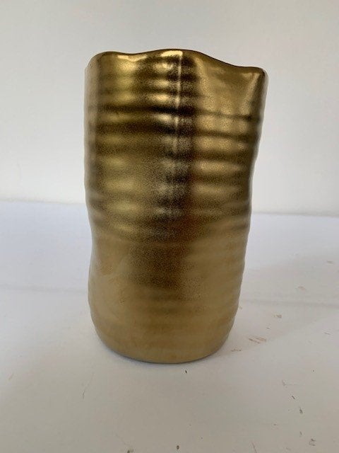 Gouden keramieken vaasje DM Depot, Ophalen, Nieuw, Steen/keramiek, Goud