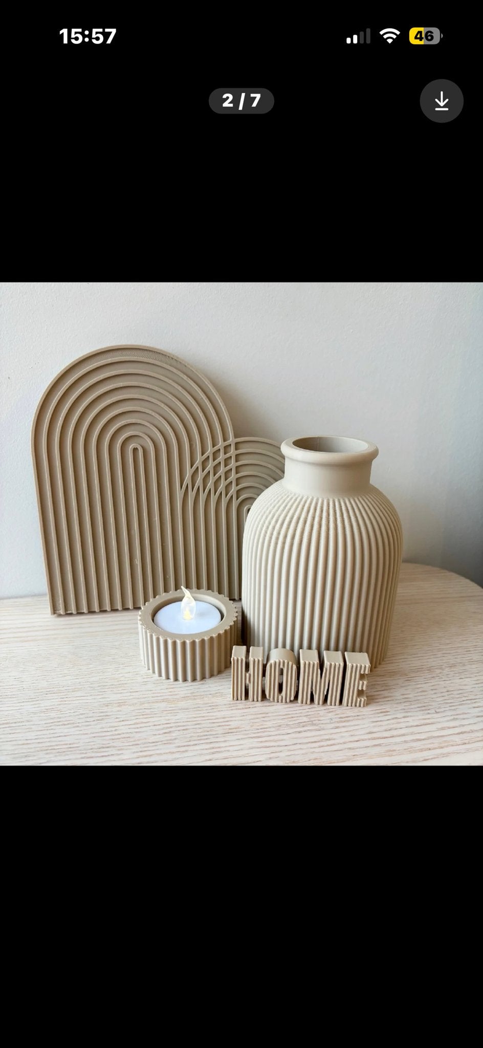 Decoratieve vaas en woonaccessoires set - Beige, Kunststof, Beige, Zo goed als nieuw, Verzenden
