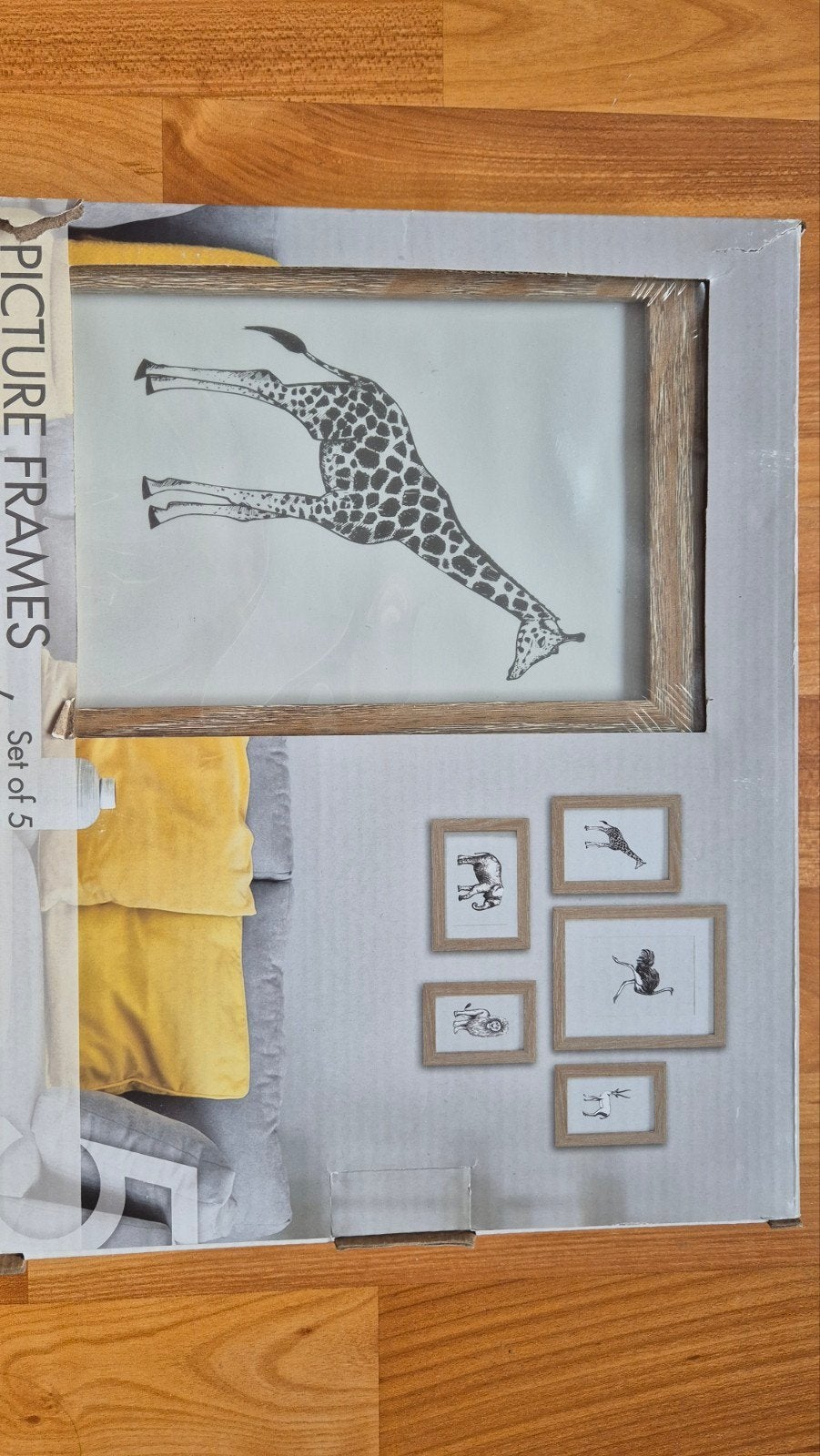 Nieuwe set van 5 fotolijstjes met dieren – kinderkamer 🦒, Kinderen en Baby's, Ophalen of Verzenden, Nieuw, Ingelijst, Wanddecoratie