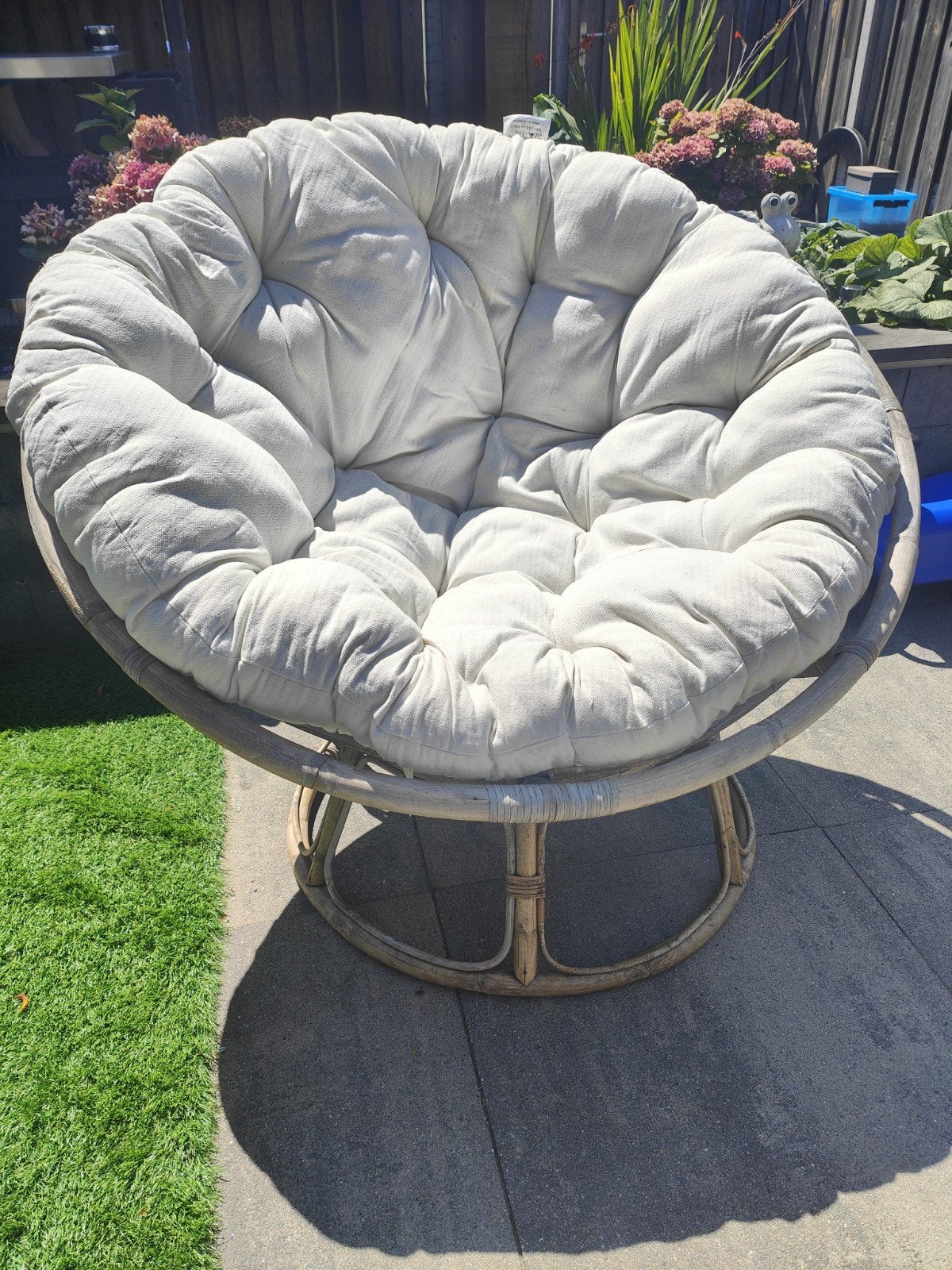 Papasan stoel met kussen, Ophalen, Gebruikt, Wit, Bohemian