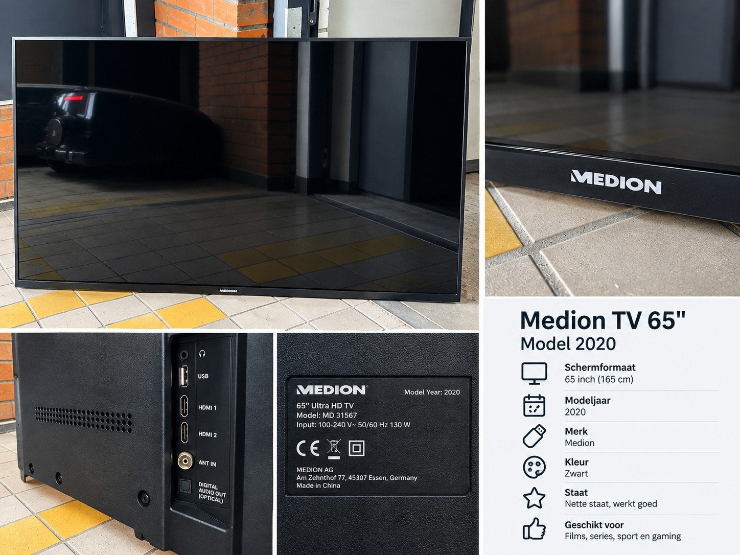 Medion TV 65 inch - Model 2020, LED, 50 Hz, Zo goed als nieuw, 100 cm of meer
