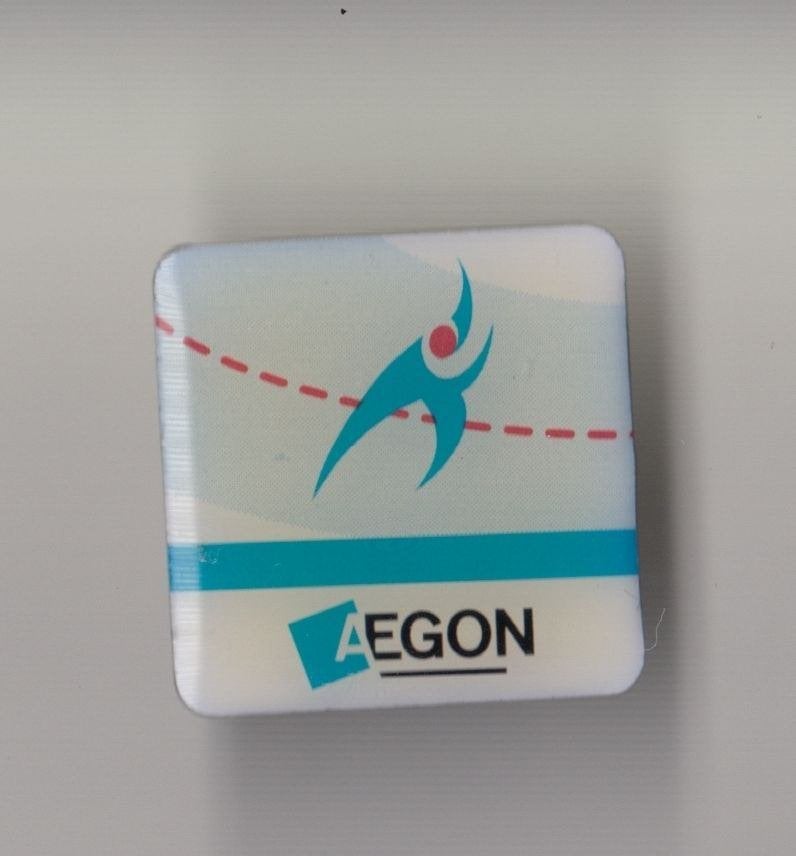 Aegon Schaats Schaatsen pin Bank A, Gebruikt, Niet vindbaar, Niet vindbaar, Speldje of Pin