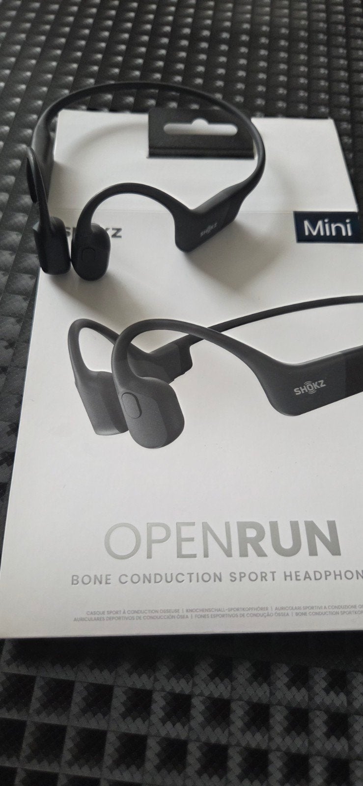Shokz OpenRun Mini Black Bone Conduction Koptelefoon, Bone conduction, Ophalen of Verzenden, Zo goed als nieuw, Draadloos
