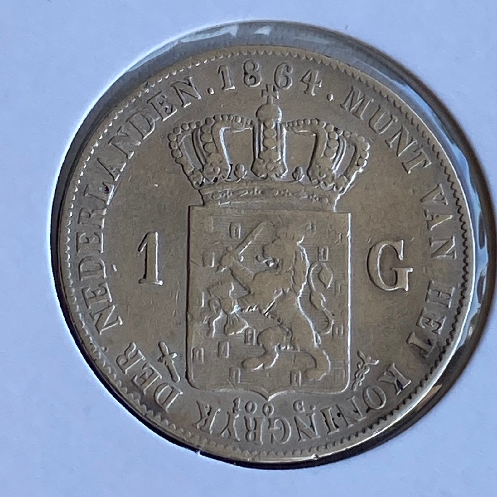 1 Gulden Zilver uit 1864 van Willem 3, Postzegels en Munten, Munten | Nederland, 1 gulden, Koning Willem III, Verzenden, Zilver